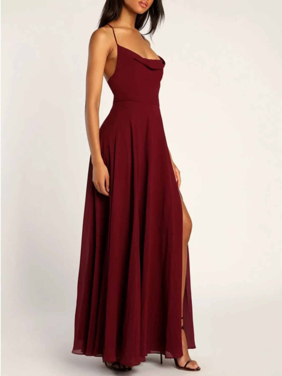 Slit Cowl Neck Maxi Dress - alternate view 7