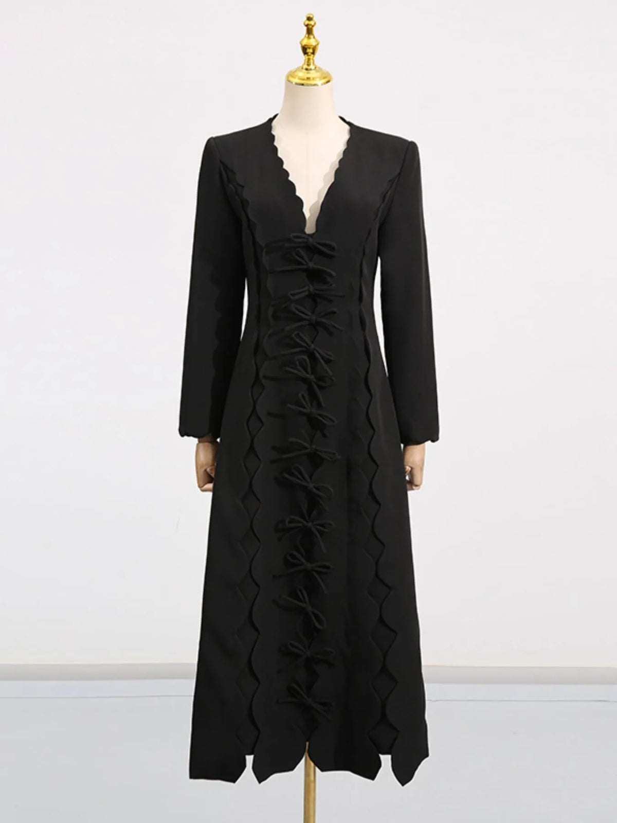 Long Sleeve Bow Front Midi Dress - alternate view 10