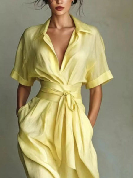 Collared Neck Maxi Shirt Dress - alternate view 6