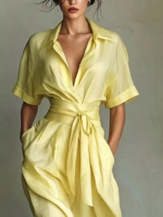 Collared Neck Maxi Shirt Dress - alternate view 6