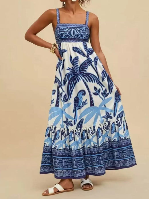 Printed Square Neck Maxi Dress - alternate view 4