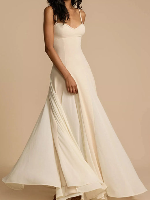 Sweetheart Neck Spaghetti Strap Flowy Maxi Dress - alternate view 3