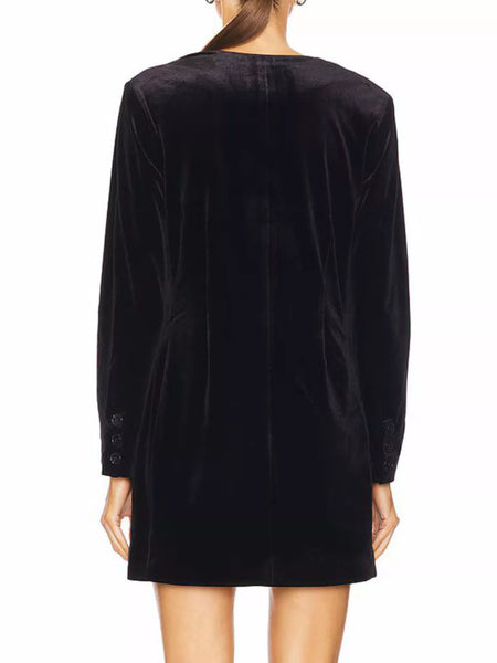 Velvet Double-Breasted Blazer Dress - alternate view 7