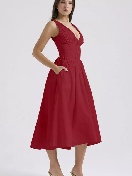 V-Neck Sleeveless Midi Dress - alternate view 12