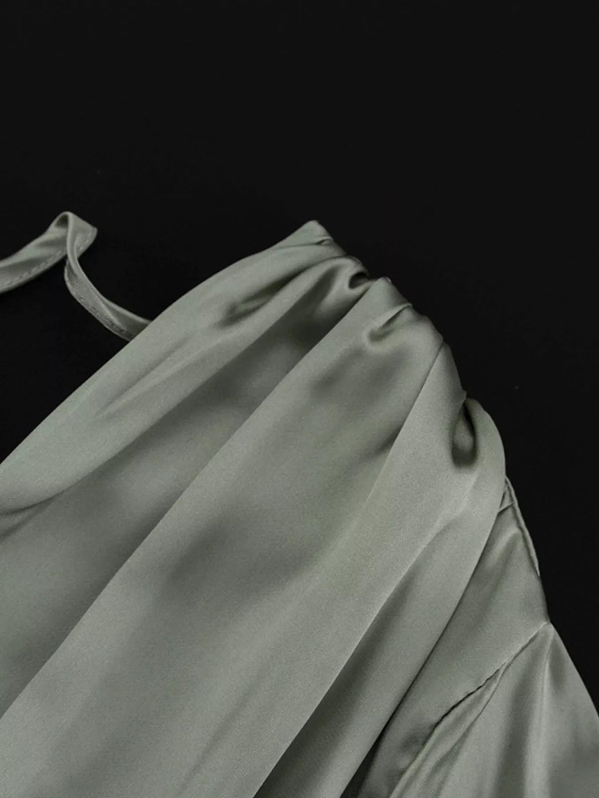 V-Neck Satin Mini Dress with Flowy Sleeves - alternate view 8