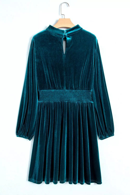 Velvet Mock Neck Long Sleeve Dress - alternate view 6