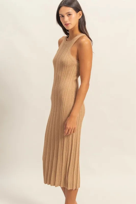HYFVE Round Neck Bodycon Ribbed Knit Dress - alternate view 3