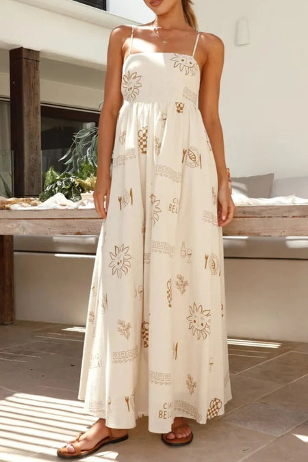 Printed Square Neck Sleeveless Maxi Cami Dress - alternate view 4