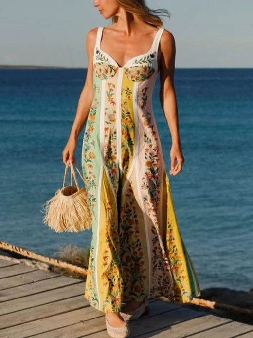 Floral Print Sweetheart Neck Maxi Dress - alternate view 2