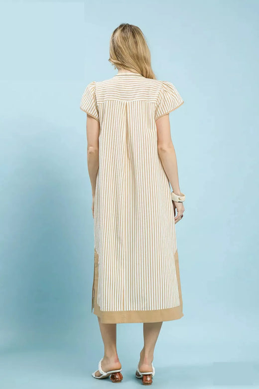 Stripe Midi Dress with Lace Trim - alternate view 3
