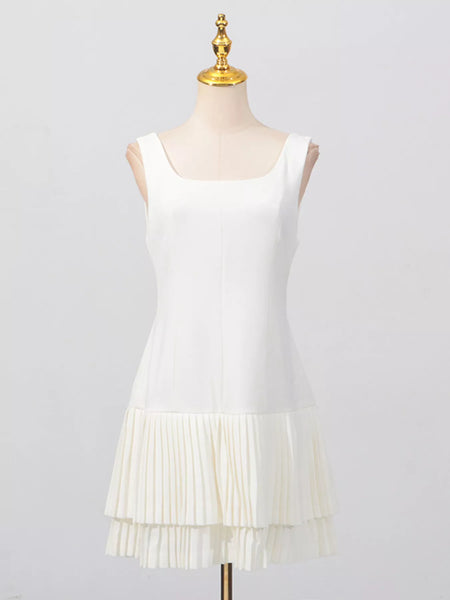 Square Neck Pleated Mini Dress - alternate view 6
