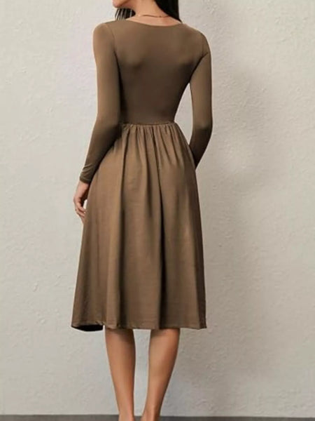 Square Neck Long Sleeve Midi Dress - alternate view 23