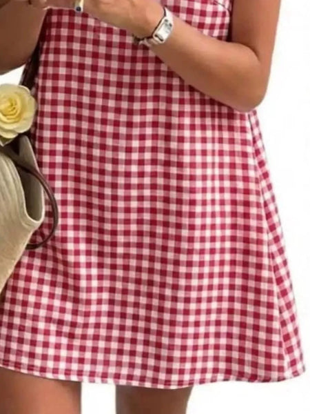 Gingham Sleeveless A-Line Mini Dress - alternate view 2