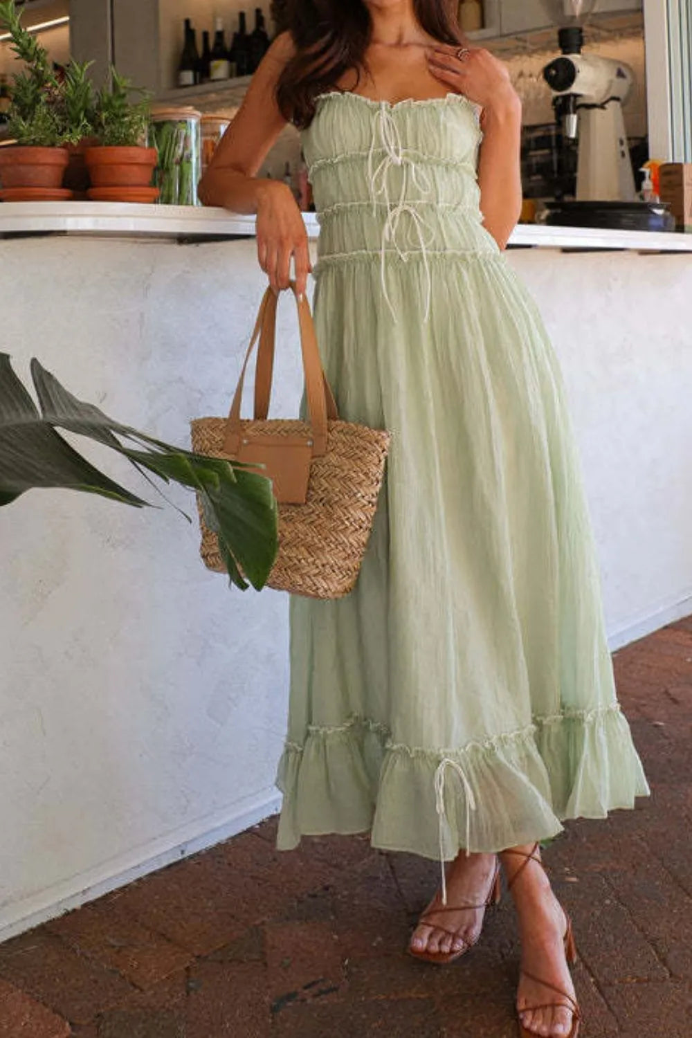 Ruffled Hem Frill Midi Cami Dress - alternate view 3