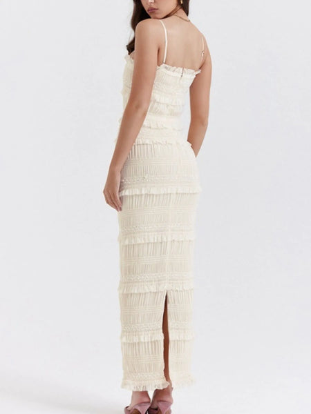 Frill Tiered Textured Maxi Cami Dress - alternate view 3