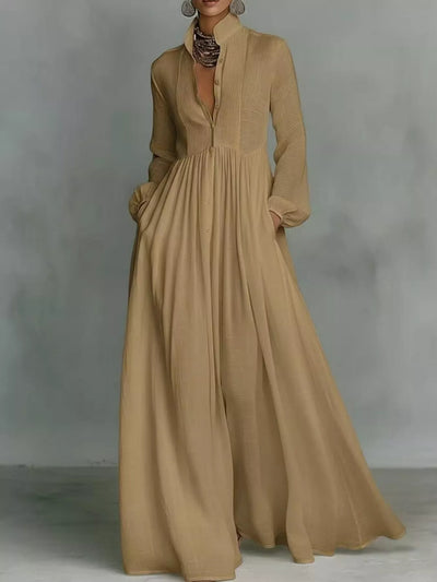 Full Size Long-Sleeve Button Front Maxi Dress Plus Size - alternate view 36
