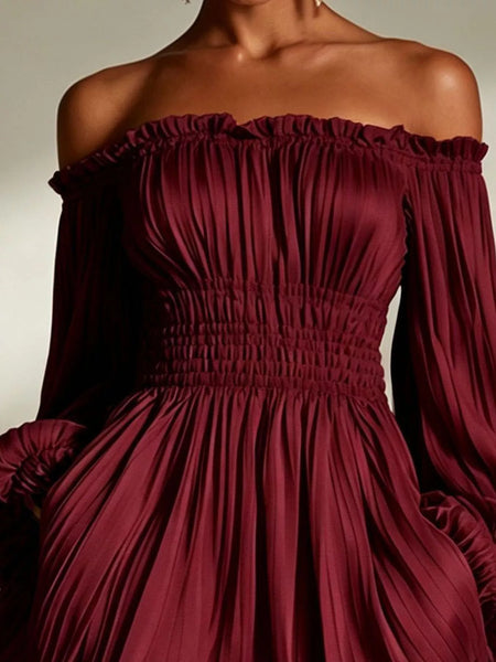 Off-Shoulder Pleated Mini Dress - alternate view 14