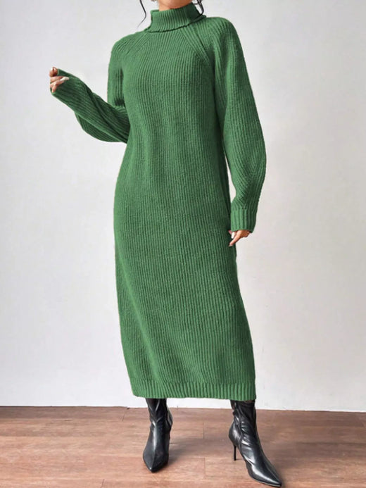 Turtleneck Ribbed Knit Midi Sweater Dress - alternate view 5