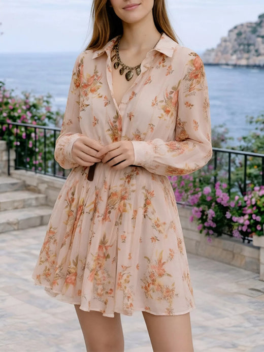 Floral Print Long Sleeve Shirt Dress Plus Size - alternate view 6
