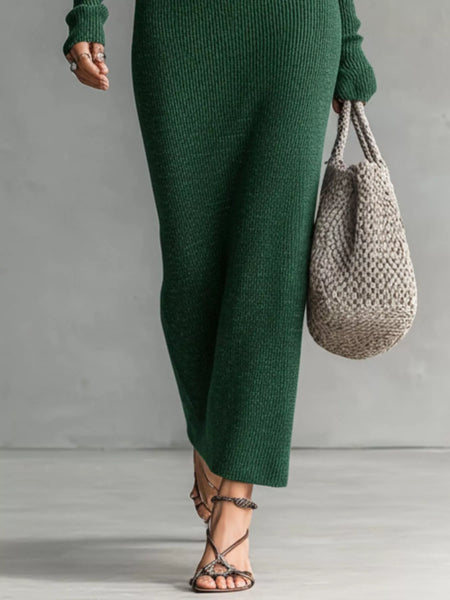 Hooded Knit Maxi Dress with Button-Up Placket and Chest Pockets - alternate view 7