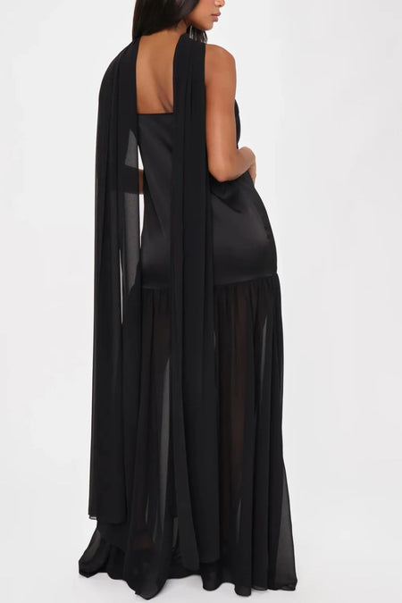 Adjustable Strap Maxi Cami Dress with Scarf - alternate view 10