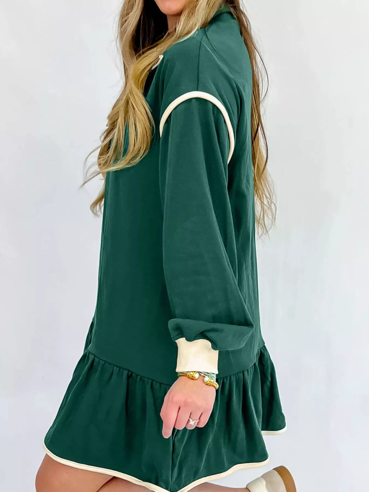 Ruffled Hem Dropped Shoulder Mini Dress - alternate view 3