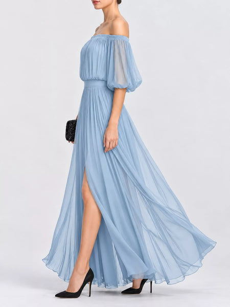 Full Size Off-Shoulder Ruched Chiffon Maxi Dress Plus Size - alternate view 12