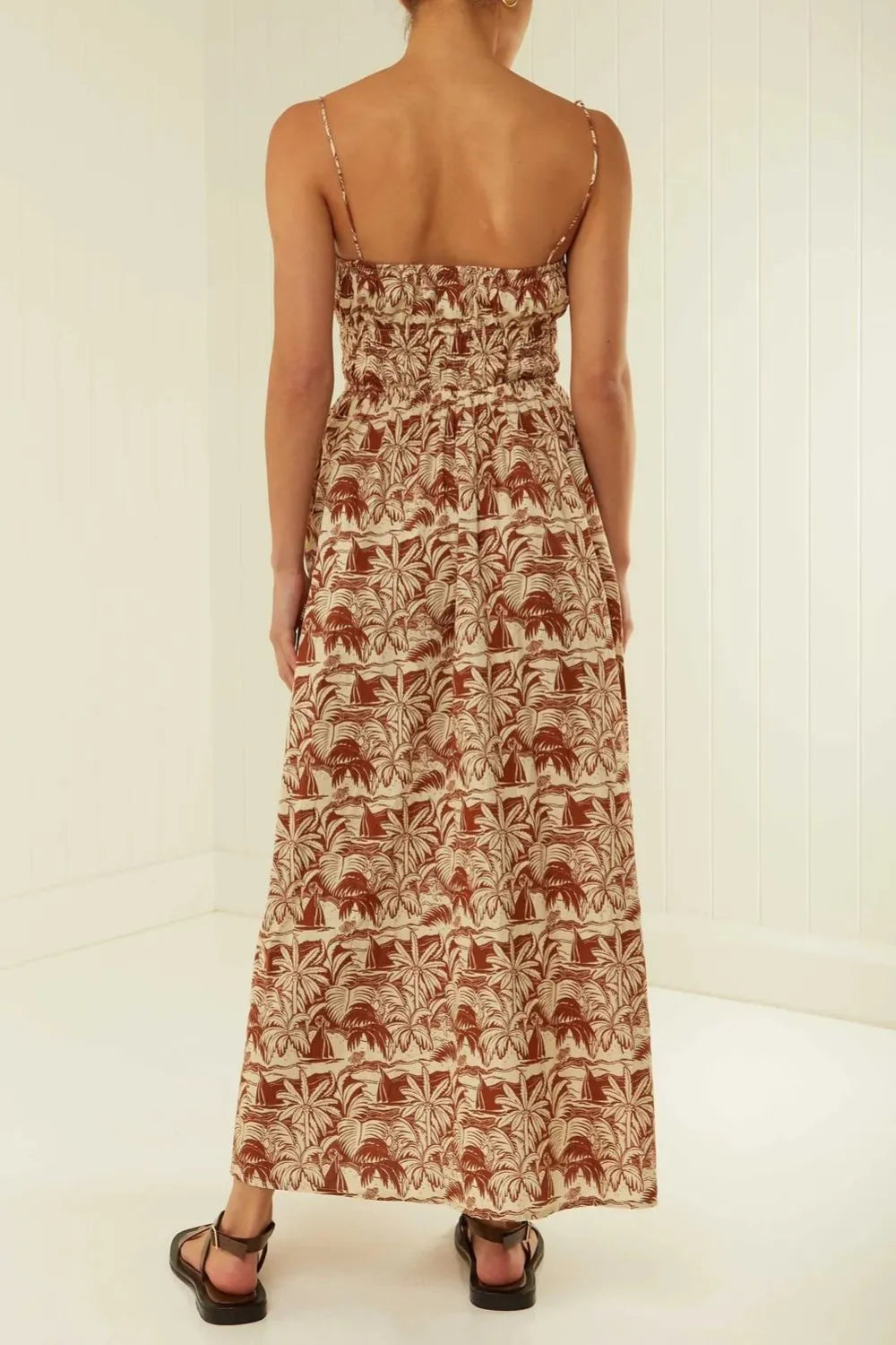 Printed Square Neck Cami Sleeveless Dress - alternate view 4