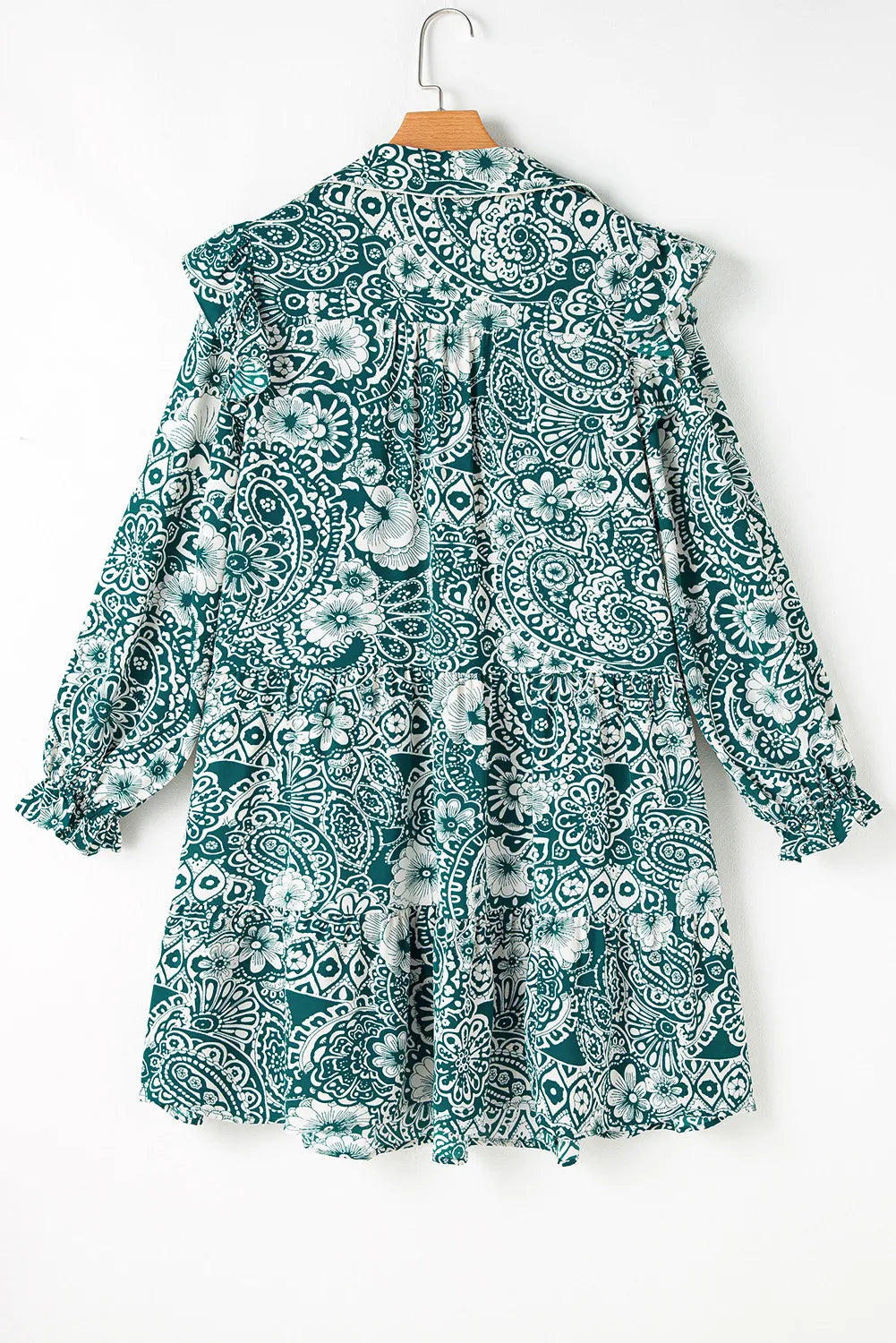 Plus Size Ruffled Printed Flounce Sleeve Dress - alternate view 3