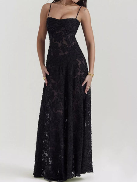 Lace Spaghetti Strap Maxi Dress - alternate view 3