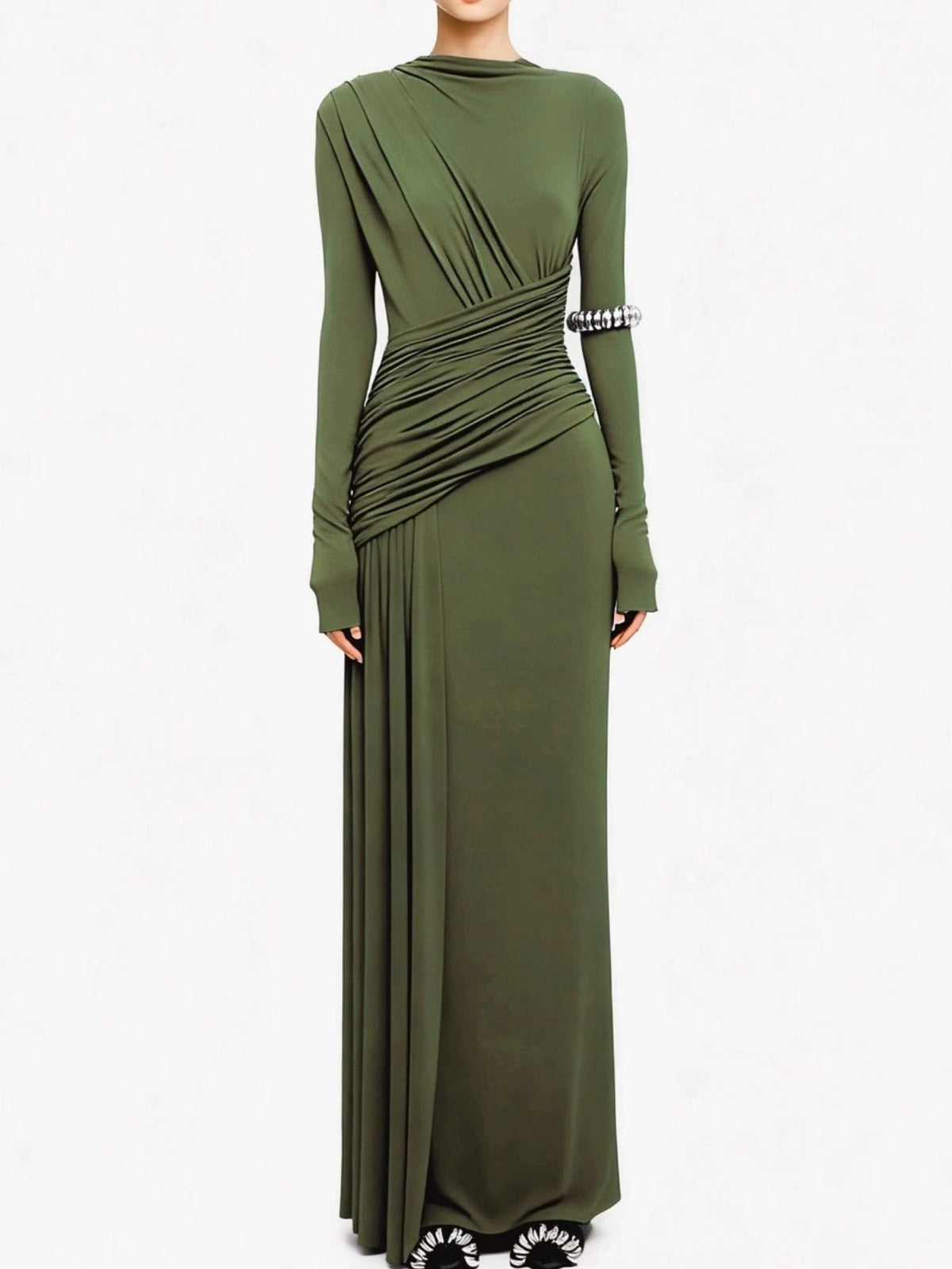 Ruched Long Sleeve Maxi Dress - alternate view 13