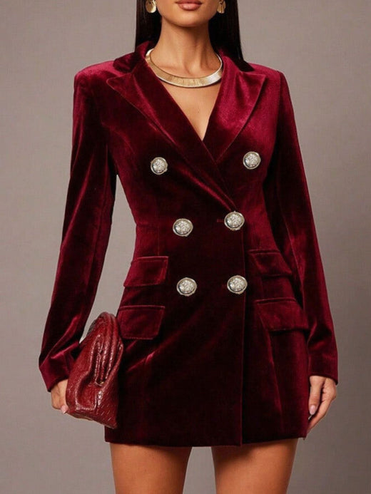 Velvet Double-Breasted Blazer Dress - alternate view 5