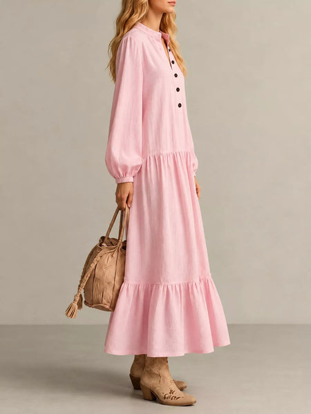 Button Front Tiered Maxi Dress - alternate view 8