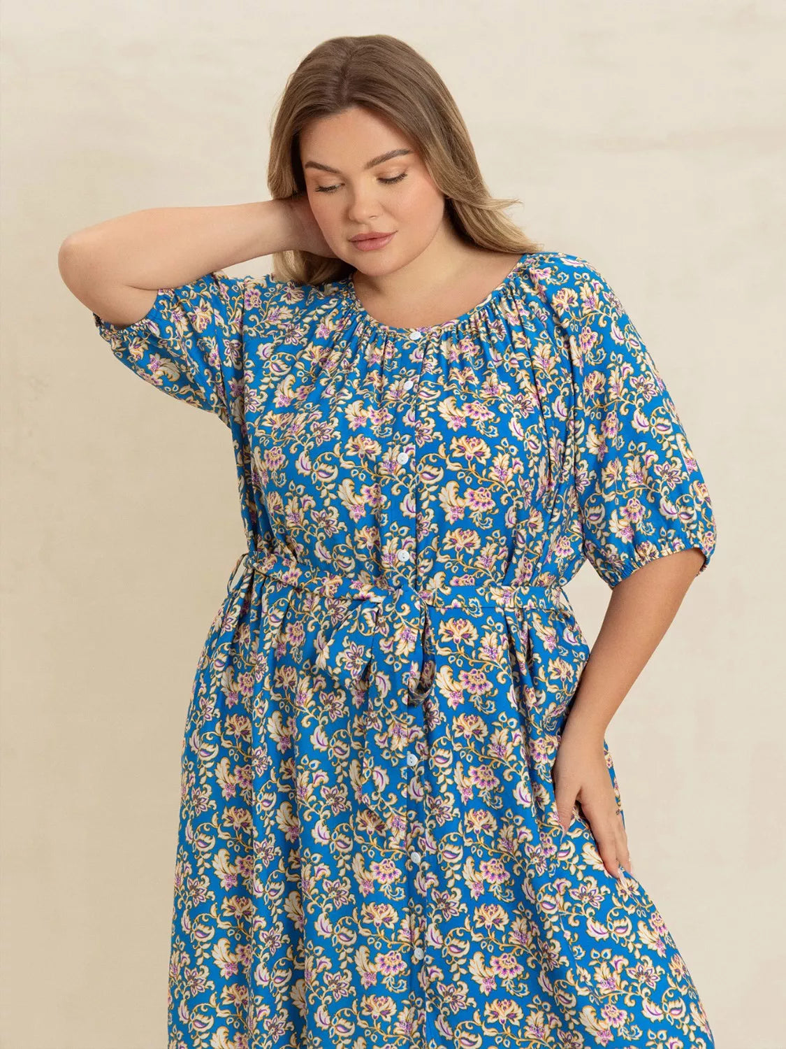 Floral Print Maxi Dress with Side Slit - alternate view 2