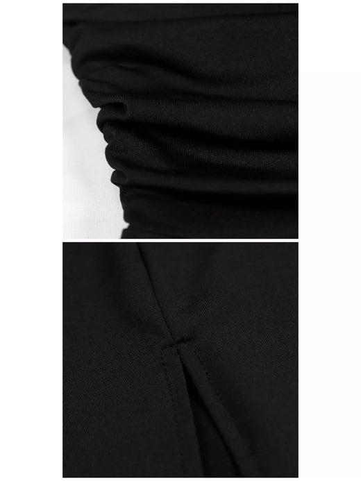 Sleeveless Deep V-Neck Ruched High Slit Bodycon Dress - alternate view 4