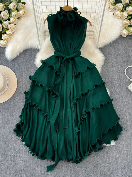 Ruffled Tiered Sleeveless Midi Dress - alternate view 12