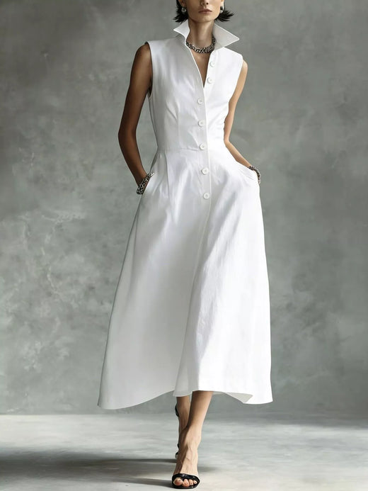 Sleeveless Button-Down Midi Shirt Dress - alternate view 5