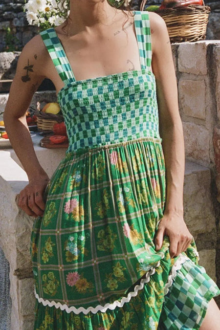 Printed Square Neck Tiered Dress - alternate view 3