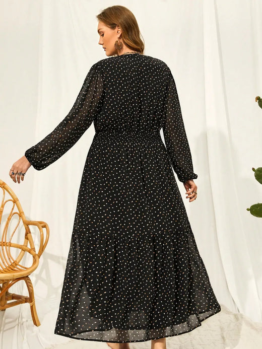 Embroidered Tassel Balloon Sleeve Dress - alternate view 2