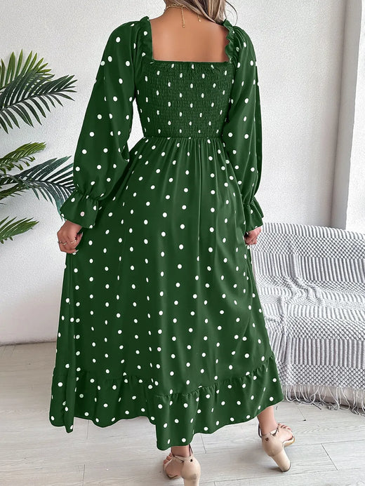 Polka Dot Flounce Sleeve Midi Dress - alternate view 6