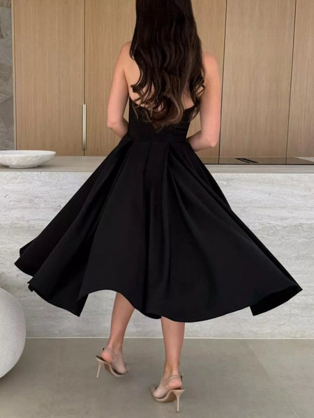Strapless Ruched A-Line Midi Dress - alternate view 9