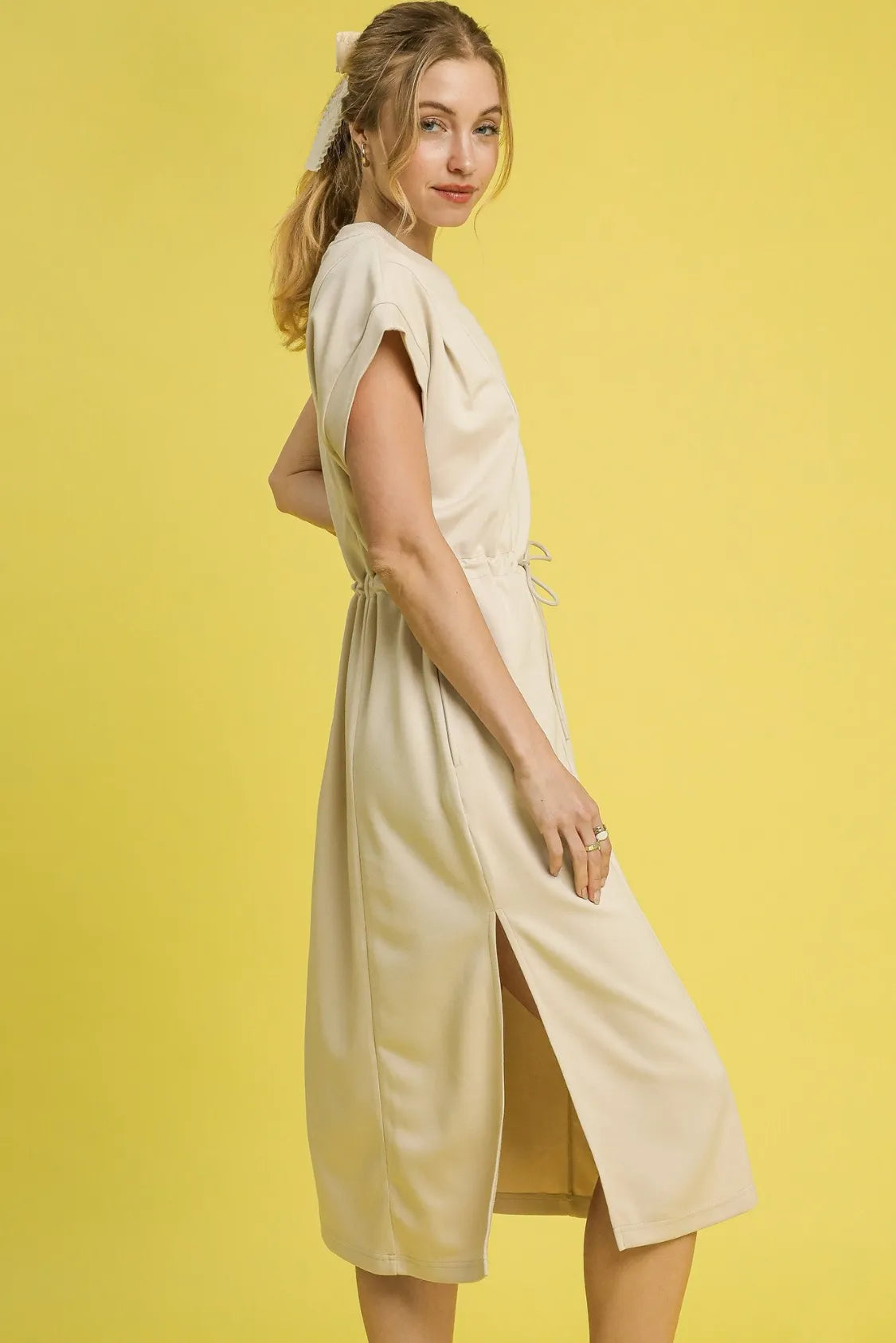 Umgee Side Slit Short Sleeve Midi Tee Dress - alternate view 3