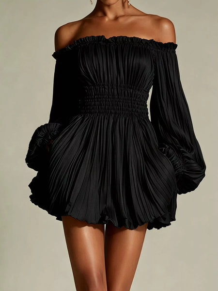 Off-Shoulder Pleated Mini Dress - alternate view 7