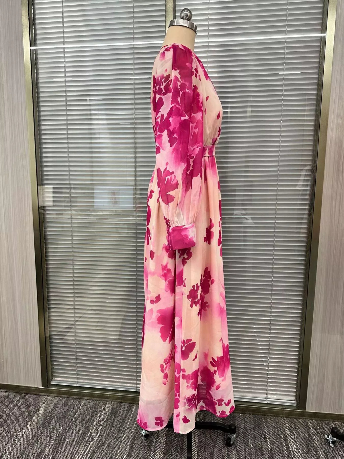 Floral Print Maxi Dress with Waist-Tie Detail - alternate view 6