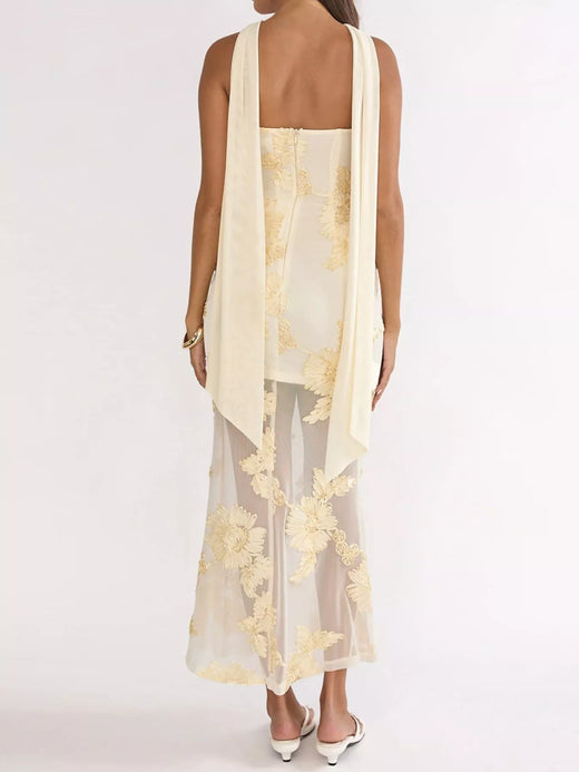 Floral Tube Dress with Scarf - alternate view 4
