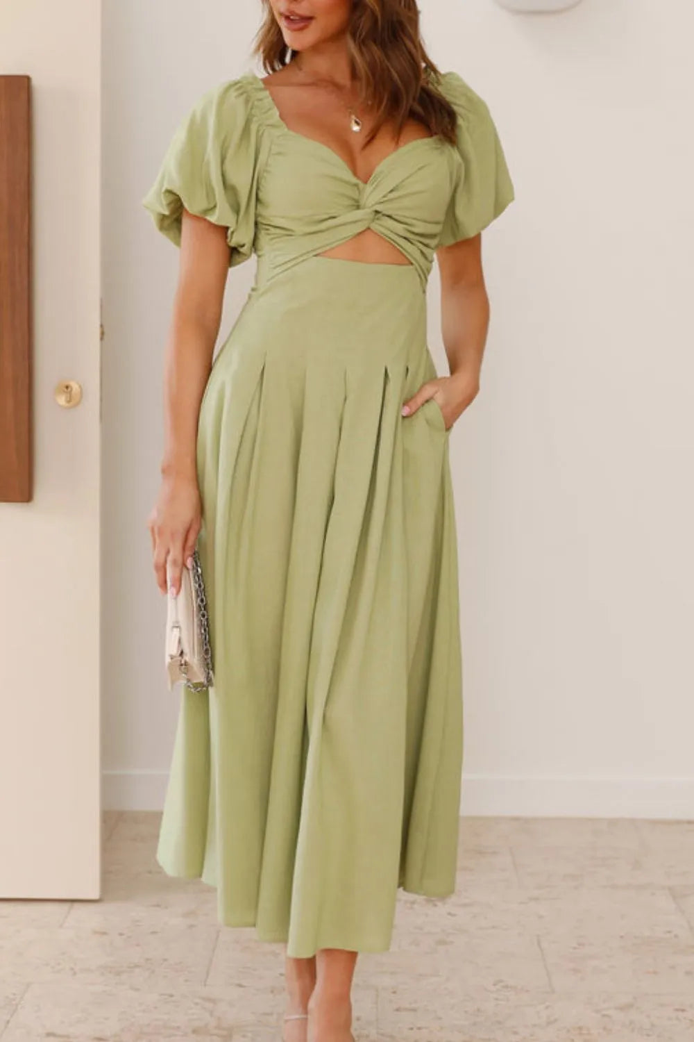 Sweetheart Neck Puff Sleeve Dress - alternate view 5