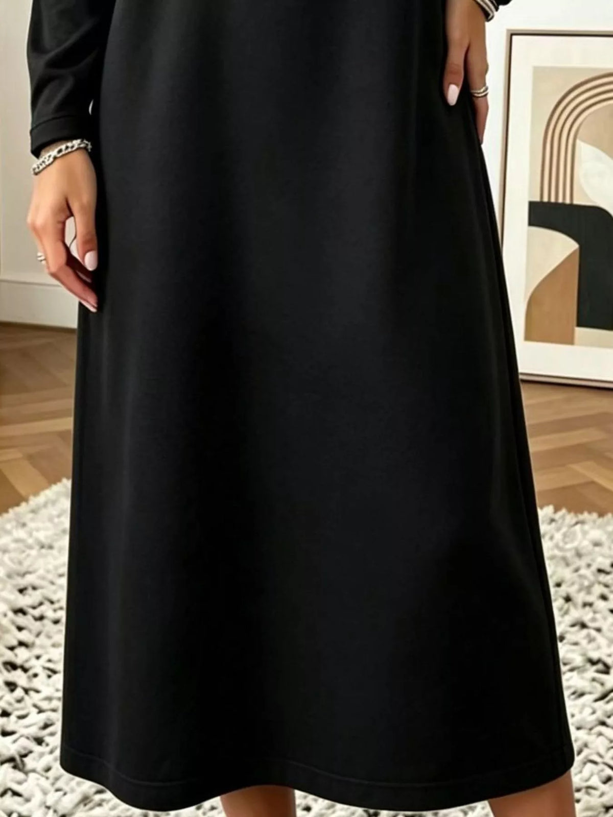 Polo Collar Long Sleeve Midi Dress - alternate view 21