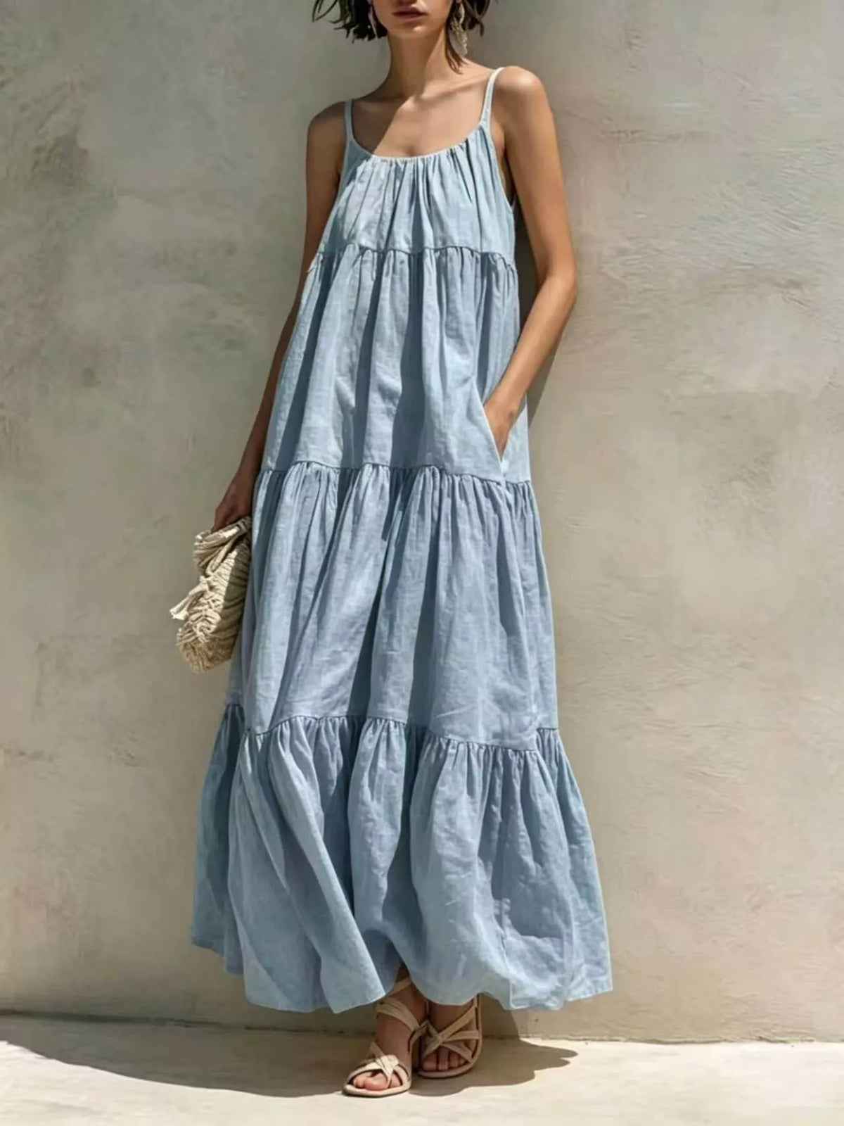 Tiered Scoop Neck Maxi Dress - alternate view 4