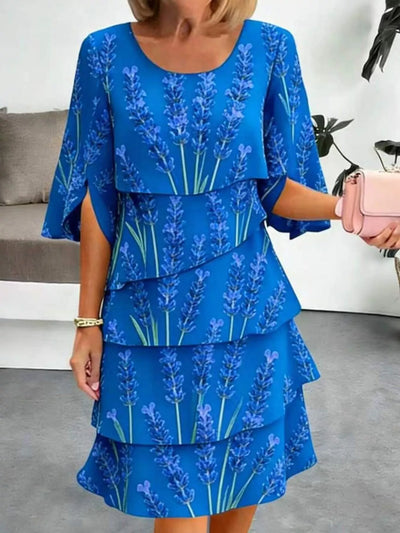 Floral Print Ruffle Hem Dress