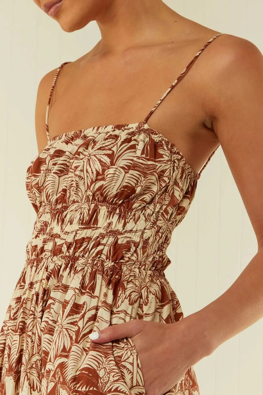Printed Square Neck Cami Sleeveless Dress - alternate view 2